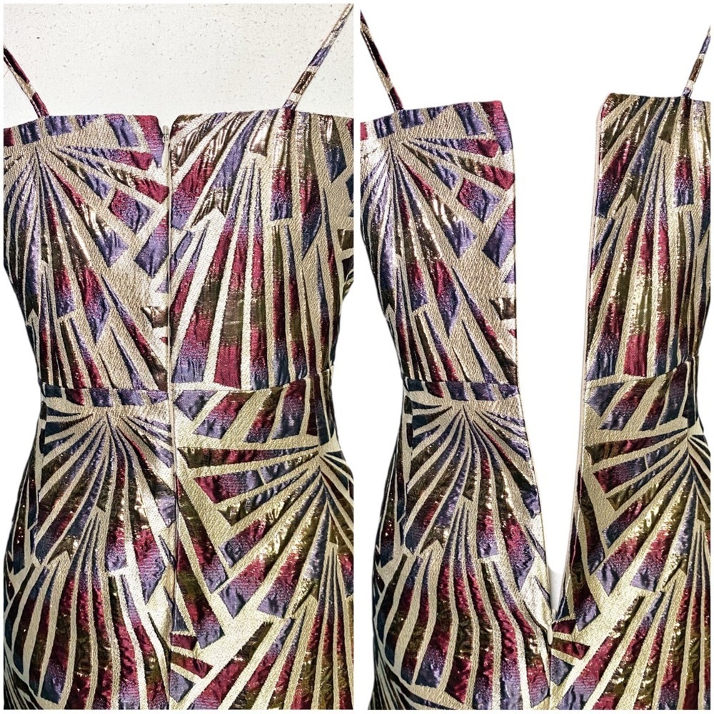 Night Way Collections Gold and Purple Art Deco Shimmer Formal Dress - Picture 14 of 16